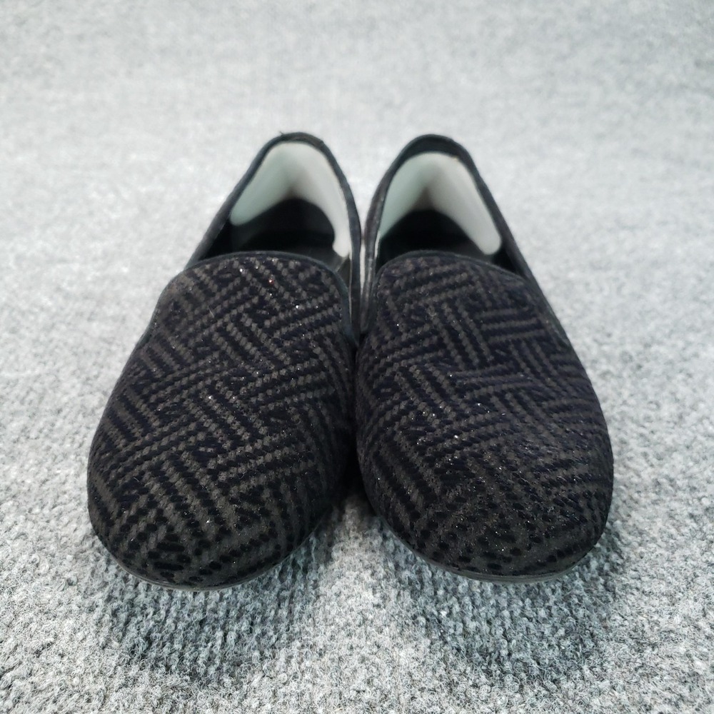 Sesto Meucci Shoes Womens Size 8 Black Velvet Loafer Flats Slip On Italy Glitter - Picture 2 of 16